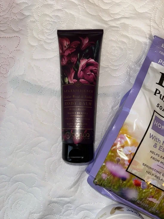 Spa Self Care Bundle 💜 Dr Teal’s, Dove, Body Balm & Scrubber Set | Gift Ready - Picture 2 of 5